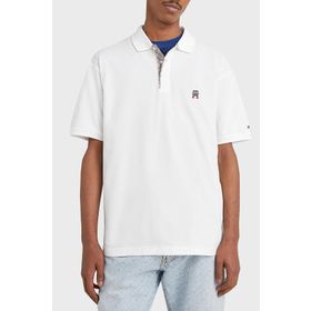 Tommy Hilfiger MW0MW30785 YBR Beyaz Pamuk Regular Fit Düğmeli Polo Erkek T-shirt