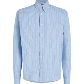 Tommy Hilfiger MW0MW317430A5 Slim Fit Düğmeli Yaka Mavi Erkek Gömlek