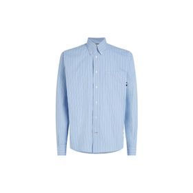 Tommy Hilfiger MW0MW317430A5 Slim Fit Düğmeli Yaka Mavi Erkek Gömlek