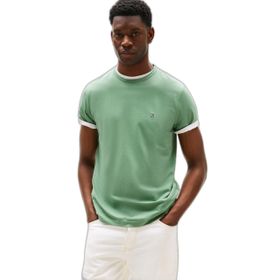 Tommy Hilfiger MW0MW37313-L0M Erkek Kısa Kol Bisiklet Yaka Yazı Desen Slim Fit Yeşil T-Shirt