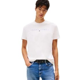 Tommy Hilfiger TJM REG Linear Logo Tee Ext Beyaz Erkek T-shirt