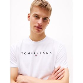 Tommy Hilfiger TJM REG Linear Logo Tee Ext Beyaz Erkek T-shirt