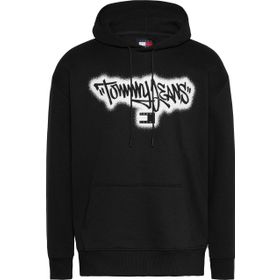 Tommy Hilfiger TJM RLX Spray Graffiti Hoodie Siyah Erkek Sweatshirt
