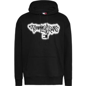 Tommy Hilfiger TJM RLX Spray Graffiti Hoodie Siyah Erkek Sweatshirt