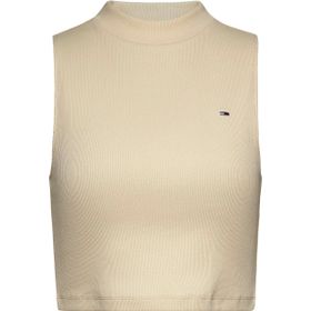 Tommy Hilfiger TJW CRP Mockneck RIB Tank Bej Kadın T-shirt
