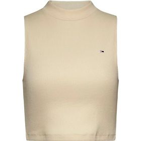 Tommy Hilfiger TJW CRP Mockneck RIB Tank Bej Kadın T-shirt