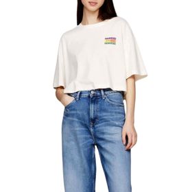 Tommy Hilfiger Tjw Ovs Crp Summer Flag Tee Beyaz Kadın T-shirt