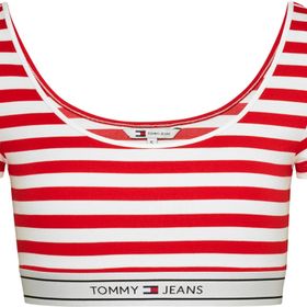 Tommy Hilfiger Tjw Ultr Crp Logo Kırmızı Taping Top Kadın T-shirt
