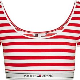 Tommy Hilfiger Tjw Ultr Crp Logo Kırmızı Taping Top Kadın T-shirt