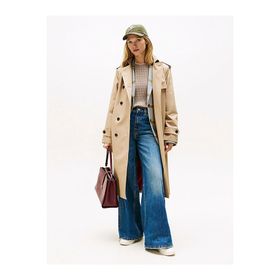 Tommy Hilfiger WW0WW46529AEG Bej Normal Kesim Kruvaze Kadın Montu