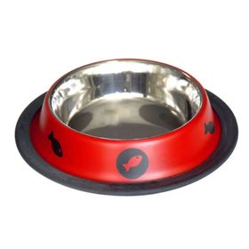 Tommy Kırmızı Pati Desenli 32 Oz Çelik Köpek Mama Su Kabı