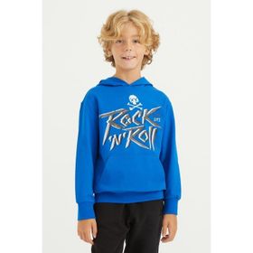 Tommy Life 11002 Saks Yazı Baskılı Kanguru Cepli Kapüşonlu Standart Kalıp Erkek Çocuk Sweatshirt