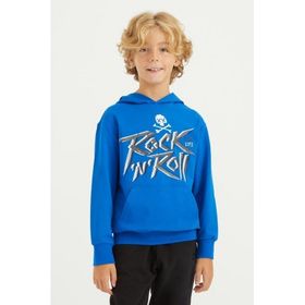 Tommy Life 11002 Saks Yazı Baskılı Kanguru Cepli Kapüşonlu Standart Kalıp Erkek Çocuk Sweatshirt