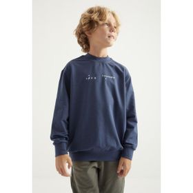 Tommy Life 11026 Petrol Yazı ve Sırt Baskılı O Yaka Standart Kalıp Erkek Çocuk Sweatshirt