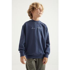 Tommy Life 11026 Petrol Yazı ve Sırt Baskılı O Yaka Standart Kalıp Erkek Çocuk Sweatshirt
