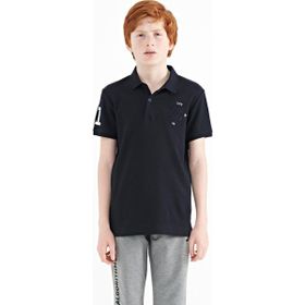 Tommy Life 11086 Lacivert Kol Gögüs Nakış Detaylı Standart Kalıp Polo Yaka Erkek Çocuk T-Shirt