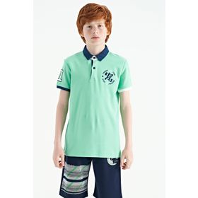 Tommy Life 11086 Su Yeşili Kol Gögüs Nakış Detaylı Standart Kalıp Polo Yaka Erkek Çocuk T-Shirt