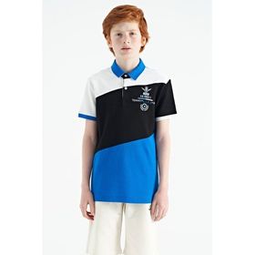 Tommy Life 11088 Saks Renk Bloklu Nakış Detaylı Standart Kalıp Polo Yaka Erkek Çocuk T-Shirt