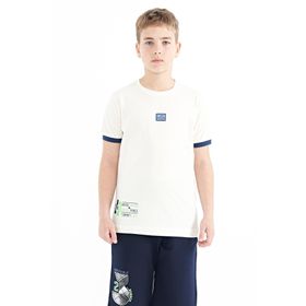 Tommy Life 11097 Ekru Baskılı Standart Kalıp O Yaka Erkek Çocuk T-shirt