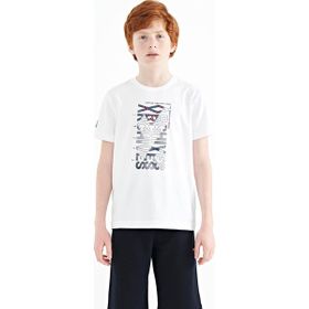 Tommy Life 11099 Beyaz Ön Baskı Detaylı O Yaka Standart Kalıp Erkek Çocuk T-Shirt