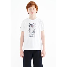 Tommy Life 11099 Beyaz Ön Baskı Detaylı O Yaka Standart Kalıp Erkek Çocuk T-Shirt