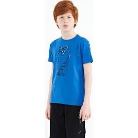 Tommy Life 11099 Saks Ön Baskı Detaylı O Yaka Standart Kalıp Erkek Çocuk T-Shirt