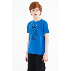 Tommy Life 11099 Saks Ön Baskı Detaylı O Yaka Standart Kalıp Erkek Çocuk T-Shirt