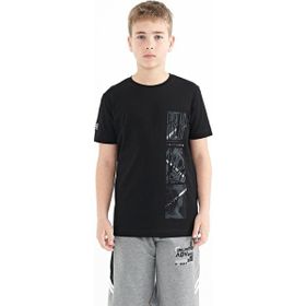 Tommy Life 11104 Siyah Baskı Detaylı O Yaka Standart Kalıp Erkek Çocuk T-shirt