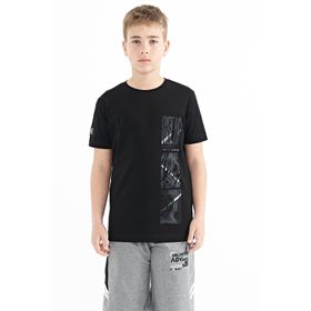 Tommy Life 11104 Siyah Baskı Detaylı O Yaka Standart Kalıp Erkek Çocuk T-shirt