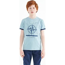 Tommy Life 11106 Açık Mavi Pusula Baskılı Standart Kalıp O Yaka Erkek Çocuk T-shirt