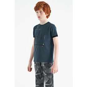 Tommy Life 11106 Orman Yeşili Pusula Baskılı Standart Kalıp O Yaka Erkek Çocuk T-Shirt