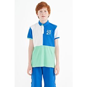 Tommy Life 11108 Beyaz Renk Bloklu Nakış Detaylı Standart Kalıp Polo Yaka Erkek Çocuk T-Shirt