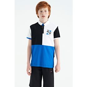 Tommy Life 11108 Siyah Renk Bloklu Nakış Detaylı Standart Kalıp Polo Yaka Erkek Çocuk T-Shirt
