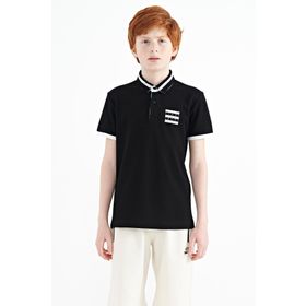 Tommy Life 11111 Siyah Yakası Renk Bloklu Baskı Detaylı Standart Kalıp Erkek Çocuk T-Shirt