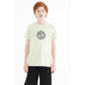 Tommy Life 11115 Açık Yeşil Nakış Işleme Detaylı O Yaka Standart Kalıp Erkek Çocuk T-Shirt