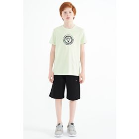 Tommy Life 11115 Açık Yeşil Nakış Işleme Detaylı O Yaka Standart Kalıp Erkek Çocuk T-Shirt