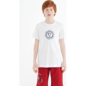 Tommy Life 11115 Beyaz Nakış İşleme Detaylı O Yaka Standart Kalıp Erkek Çocuk T-Shirt