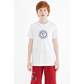 Tommy Life 11115 Beyaz Nakış İşleme Detaylı O Yaka Standart Kalıp Erkek Çocuk T-Shirt