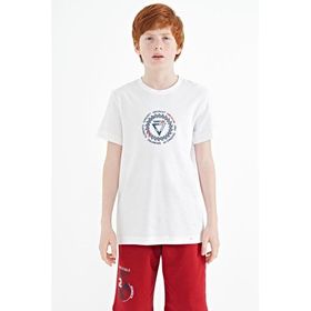 Tommy Life 11115 Beyaz Nakış İşleme Detaylı O Yaka Standart Kalıp Erkek Çocuk T-Shirt