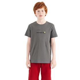 Tommy Life 11117 7-8 Yaş Siyah Baskı Detaylı O Yaka Standart Kalıp Erkek Çocuk T-Shirt