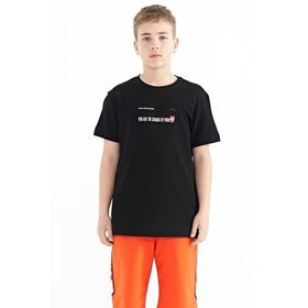 Tommy Life 11117 7-8 Yaş Siyah Baskı Detaylı O Yaka Standart Kalıp Erkek Çocuk T-Shirt