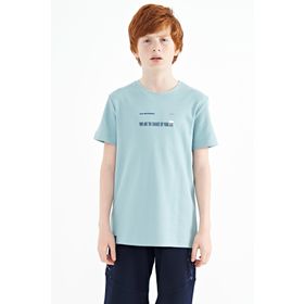 Tommy Life 11117 Açık Mavi Baskı Detaylı O Yaka Standart Kalıp Erkek Çocuk T-shirt