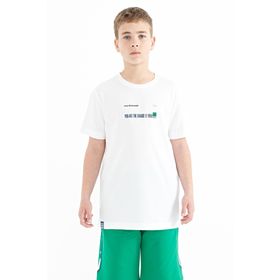 Tommy Life 11117 Beyaz Baskı Detaylı O Yaka Standart Kalıp Erkek Çocuk T-Shirt