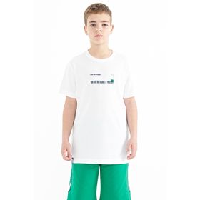 Tommy Life 11117 Beyaz Baskı Detaylı O Yaka Standart Kalıp Erkek Çocuk T-Shirt