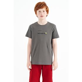 Tommy Life 11117 Koyu Gri Baskı Detaylı O Yaka Standart Kalıp Erkek Çocuk T-Shirt