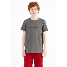 Tommy Life 11117 Koyu Gri Baskı Detaylı O Yaka Standart Kalıp Erkek Çocuk T-Shirt
