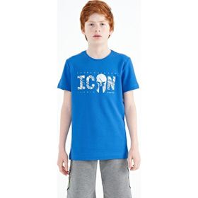 Tommy Life 11118 Saks Ön Yazı Nakışlı O Yaka Standart Kalıp Erkek Çocuk T-Shirt