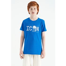 Tommy Life 11118 Saks Ön Yazı Nakışlı O Yaka Standart Kalıp Erkek Çocuk T-Shirt