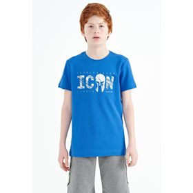 Tommy Life 11118 Saks Ön Yazı Nakışlı O Yaka Standart Kalıp Erkek Çocuk T-Shirt