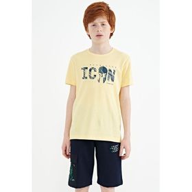 Tommy Life 11118 Sarı Ön Yazı Nakışlı O Yaka Standart Kalıp Erkek Çocuk T-Shirt